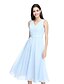 cheap Bridesmaid Dresses-A-Line V Neck Tea Length Chiffon Bridesmaid Dress with Sash / Ribbon / Criss Cross / Side Draping