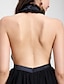 billige Aftenkjoler-a-linje kjole i kjendisstil formell kveld kapelltog ermeløs halterhals tyll med drapering 2023