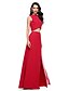 cheap Special Occasion Dresses-Two Piece Sheath / Column Two Piece Dress Holiday Floor Length Sleeveless Jewel Neck Chiffon with Split Front 2023