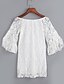 cheap Women&#039;s Dresses-Women&#039;s Off Shoulder Going out Club Flare Sleeve Mini Lace Dress - Solid Colored Lace Off Shoulder Summer Cotton White Black Khaki One-Size