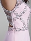 levne Šaty pro slavnostní příležitosti-Pouzdrové Illusion Neckline Na zem Šifón Šaty s Korálky podle TS Couture®