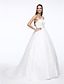 cheap Wedding Dresses-A-Line One Shoulder Court Train Tulle Made-To-Measure Wedding Dresses with Sequin / Side-Draped by LAN TING BRIDE®