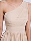 cheap Bridesmaid Dresses-A-Line Bridesmaid Dress One Shoulder Sleeveless Elegant Asymmetrical Chiffon with Side Draping 2022