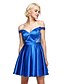 cheap Cocktail Dresses-A-Line Off Shoulder Short / Mini Stretch Satin Cocktail Party / Prom Dress with Beading / Appliques / Sash / Ribbon by TS Couture®