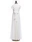 cheap Junior Bridesmaid Dresses-Sheath / Column Jewel Neck Floor Length Chiffon Junior Bridesmaid Dress with Sash / Ribbon / Bow(s) / Draping / Natural