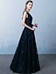 cheap Special Occasion Dresses-A-Line Beautiful Back Dress Formal Evening Floor Length Sleeveless V Neck Lace with Sash / Ribbon 2022