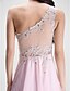 cheap Special Occasion Dresses-A-Line One Shoulder Court Train Chiffon Dress with Beading by TS Couture®