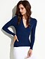 cheap Women&#039;s Sweaters-Women&#039;s Solid Colored Long Sleeve Short Pullover Fall / Winter Cotton Navy Blue / Pink / Khaki One-Size