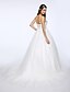cheap Wedding Dresses-A-Line One Shoulder Court Train Tulle Made-To-Measure Wedding Dresses with Sequin / Side-Draped by LAN TING BRIDE®