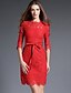 cheap Women&#039;s Dresses-Women&#039;s Lace Red Blue Dress Vintage Sophisticated Party Holiday Going out Bodycon Patchwork Turtleneck S M / Cotton