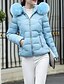 رخيصةأون بافر آند باركا نسائي-Women&#039;s Daily Solid Colored Regular Padded, Cotton Long Sleeve Winter Hooded Gray / Blue / Pink L / XL / XXL