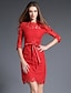 cheap Women&#039;s Dresses-Women&#039;s Lace Red Blue Dress Vintage Sophisticated Party Holiday Going out Bodycon Patchwork Turtleneck S M / Cotton