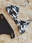 tanie Stroje Kąpielowe Damskie-Women&#039;s Swimwear Bikini Swimsuit Print Floral Black Halter Neck Bathing Suits / Sexy