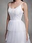 Χαμηλού Κόστους Νυφικά Φορέματα-Γραμμή Α Λεπτές Τιράντες Μέχρι το γόνατο Δαντέλα / Τούλι Φορέματα γάμου φτιαγμένα στο μέτρο με Δαντέλα με LAN TING BRIDE® / Μικρά Άσπρα Φορέματα