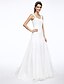 זול שמלות כלה-גזרת A צווארון מרובע שובל קורט סאטן / טול שמלות חתונה עם חרוזים / אפליקציות על ידי LAN TING BRIDE®