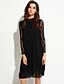 cheap Women&#039;s Dresses-Women&#039;s Work Sheath Lace Above Knee Dress, Solid Lace Ruffle Pleated Crew Neck Long Sleeves