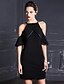 cheap Women&#039;s Dresses-Women&#039;s Off Shoulder Going out Sheath / Little Black Dress - Solid Colored Halter Neck Summer Black S M L