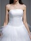 cheap Wedding Dresses-Ball Gown Wedding Dresses Strapless Sweep / Brush Train Tulle Strapless Little White Dress with Ruched Tiered 2020