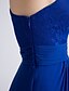 Χαμηλού Κόστους Φορέματα Παρανύμφων-φόρεμα παράνυμφου με θήκη/κολώνα με έναν ώμο αμάνικο κομψό σιφόν μήκους αστράγαλο / δαντέλα με δαντέλα / ρουτζ