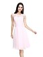 cheap Bridesmaid Dresses-A-Line Jewel Neck Knee Length Chiffon / Lace Bodice Bridesmaid Dress with Sash / Ribbon / Bow(s)