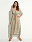 cheap Print Dresses-Women&#039;s Boho Holiday Boho Maxi A Line Dress - Geometric Split / Print V Neck Summer Rainbow S M L