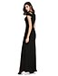 cheap Special Occasion Dresses-Sheath / Column Little Black Dress Holiday Cocktail Party Prom Dress Off Shoulder Sleeveless Ankle Length Jersey with Split Front 2021