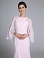 cheap Mother of the Bride Dresses-Mermaid / Trumpet Mother of the Bride Dress Elegant Jewel Neck Ankle Length Chiffon Long Sleeve No with Beading 2023