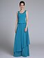 Χαμηλού Κόστους Φορέματα για τη Μητέρα της Νύφης-Ολόσωμη φόρμα Ίσια Γραμμή Φόρεμα Μητέρας της Νύφης Πολυμορφικά φορέματα Φόρμες Λαιμός σέσουλα Μακρύ Σιφόν Μισό μανίκι με Χάντρες Πούλιες 2021