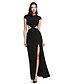 cheap Special Occasion Dresses-Sheath / Column Jewel Neck Ankle Length Jersey Formal Evening Dress with Buttons / Split Front by TS Couture®