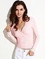 preiswerte Damen Pullover-Damen Solide Langarm Kurz Pullover Herbst / Winter Baumwolle Marinenblau / Rosa / Khaki Einheitsgröße