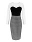 cheap Women&#039;s Dresses-Women&#039;s Going out Simple Street chic Sheath DressHoundstooth Patchwork Round Neck Knee-length Long Sleeve