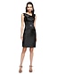 Χαμηλού Κόστους Φορέματα ειδικών περιστάσεων-Ίσια Γραμμή Λαιμόκοψη V Μέχρι το γόνατο Σατέν Φόρεμα με Ζώνη / Κορδέλα / Πλαϊνό ντραπέ / Κρυστάλλινη καρφίτσα με TS Couture®