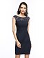 cheap Special Occasion Dresses-Sheath / Column Cocktail Party Formal Evening Dress Illusion Neck Sleeveless Short / Mini Chiffon Lace with Pleats 2021