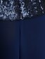 cheap Mother of the Bride Dresses-Jumpsuits Sheath / Column Mother of the Bride Dress Sparkle &amp; Shine Jumpsuits Scoop Neck Floor Length Chiffon Lace Long Sleeve with Sequin 2020