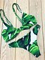 baratos Bikini-Mulheres Roupa de Banho Biquíni roupa de banho Imprimir Floral Verde Com Alças Fatos de banho