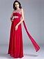 Χαμηλού Κόστους Φορέματα ειδικών περιστάσεων-Γραμμή Α Φανταχτερό Επίσημο Βραδινό Φόρεμα Ένας Ώμος Αμάνικο Μακρύ Ζορζέτα με Πιασίματα Κρυστάλλινη λεπτομέρεια Χάντρες 2020
