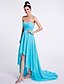 cheap Bridesmaid Dresses-A-Line Bridesmaid Dress Sweetheart Sleeveless Open Back Asymmetrical Chiffon with Ruched / Beading