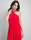 cheap Evening Dresses-Jumpsuits Sheath / Column Celebrity Style Formal Evening Valentine&#039;s Day Dress Halter Neck Sleeveless Court Train Chiffon with Pleats 2021