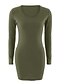 cheap Women&#039;s Dresses-Women&#039;s Bodycon Sheath Dress Short Mini Dress Wine Black Army Green Long Sleeve Solid Colored Fall Winter Round Neck Streetwear S M L XL