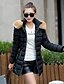 cheap Women&#039;s Puffer&amp;Parka-Women&#039;s Long Padded CoatSimple / Street chic Plus Size / Going out Fur Trim Slim Thick Solid  Long Sleeve Hooded