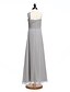cheap Junior Bridesmaid Dresses-Sheath / Column One Shoulder Floor Length Chiffon Junior Bridesmaid Dress with Criss Cross / Ruched / Natural