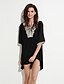 ieftine Bluze mărime mare-Pentru femei Tricou Mată În V Negru Mărime Plus Zilnic Dantelă Îmbrăcăminte / Vară / Manșon scurt