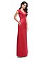 cheap Special Occasion Dresses-A-Line Cut Out Dress Holiday Cocktail Party Floor Length Sleeveless V Neck Satin with Split Front 2024