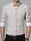 cheap Men&#039;s Casual Shirts-Men&#039;s Shirt Plaid / Check Shirt Collar White Gray Rosy Pink Khaki Light Blue Long Sleeve Plus Size Daily Work Tops Business / Fall