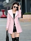 cheap Women&#039;s Wool &amp; Wool Blend Coats-Women&#039;s Going out / Work Fall / Winter Regular Coat, Solid Colored Hooded Long Sleeve Wool / Others Pink