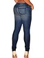baratos Calças de mulher-Mulheres Algodão Jeans Calças - Sólido Azul M / Bandagem
