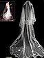 cheap Wedding Veils-One-tier Ribbon Edge / Pencil Edge Wedding Veil Chapel Veils 53 Scattered Bead Floral Motif Style Tulle / Classic