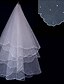 cheap Gifts &amp; Decorations-Two-tier Pearl Trim Edge Wedding Veil Fingertip Veils with Pearl Tulle / Classic