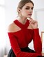 voordelige Dames Truien-Dames Uitgaan Informeel Cut Out Effen Lange mouw Normaal Pullover, Halter Lente Katoen Zwart / Rood