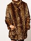 baratos Casacos de mulher-Mulheres Tamanhos Grandes Casaco de Pêlo Vintage / Sofisticado / Moda de Rua - Leopardo, Pêlo Sintético Colarinho Chinês